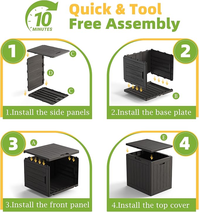 35 Gallon Resin Deck Box with Lockable Latch, Waterproof UV-Resistant Multi-Purpose Outdoor Storage for Patio Cushions, Garden Tools & Package Storage, Black KFY