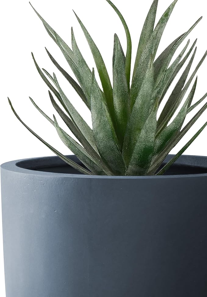 Kante 13",11",9" Dia Round Concrete Large Plant Pots Outdoor Indoor Planters Bowl with Drainage Hole for Patio, Set of 3,Charcoal Kante