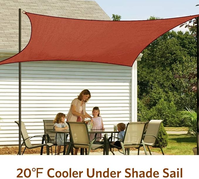 Quictent 24X24FT Large Overzied 185G HDPE Square Sun Shade Sail Canopy 98% UV Block Outdoor Patio Garden with Hardware Kit 24'x24' Terracotta QUICTENT