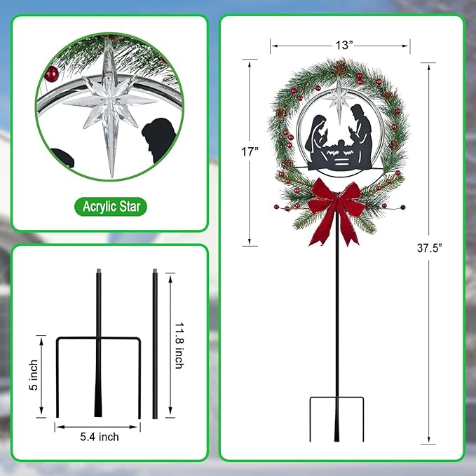 Solar Powered Nativity Scene,Hokfirm Christmas Yard Stakes Outdoor Christmas Decorations Garden Decor for Outside HokfirmHomeDecorGarden