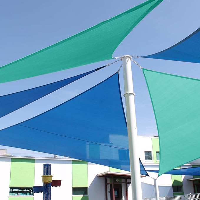 E&K Sunrise 17' x 17' x 17' Sun Shade Sail Triangle Canopy Shade Cover UV Block for Patio Backyard Garden Outdoor (Turquoise) EKSUNRISEINC