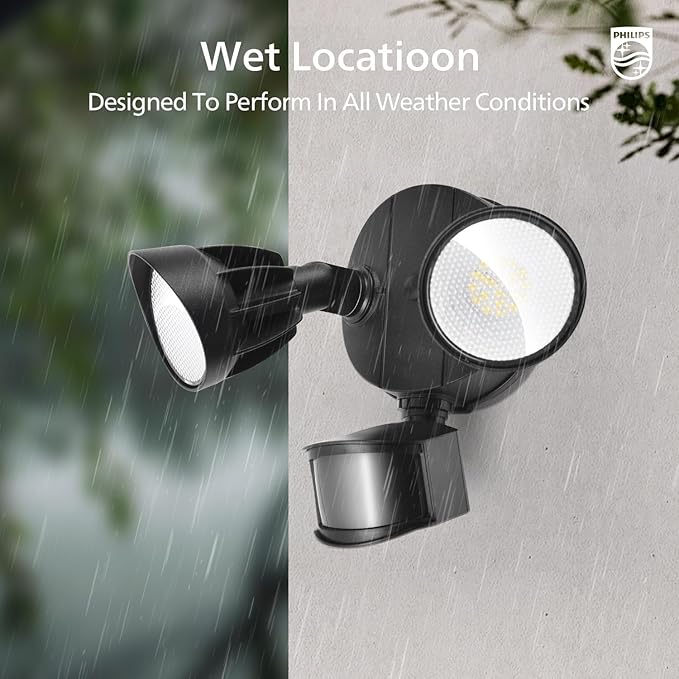 Philips 44W 4200 lm LED Security Light Outdoor w/PIR Motion Sensor, 5000K Daylight Flood Light, Waterproof, Dusk to Dawn, 2 Heads, 4 Modes PhilipsLightingLED