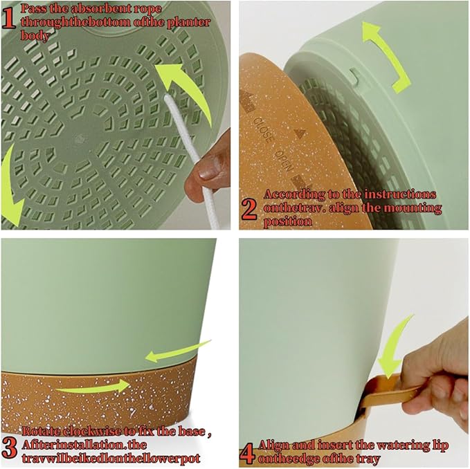 5 Pack 5 inch Self-Watering Pots, African Violets Planter with Drainage Holes and Reservoir, Green Brown Plastic Planter for Indoor Outdoor Plants Flowers and Houseplants Green Brown, 5 inch 5 pcs zople