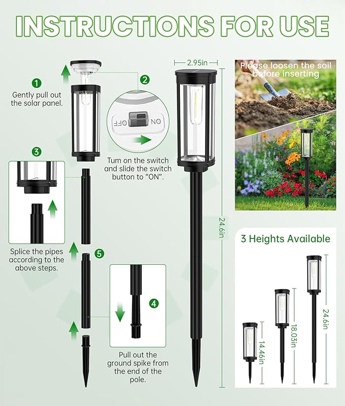 Bright Solar Lights Outdoor 6 Pack, Solar Pathway Lights Waterproof IP65, Auto On/Off Walkway Landscape Lighting, Long Lasting Outdoor Light for Walkway Landscape Path Yard Lawn Patio Decor BITPOTT