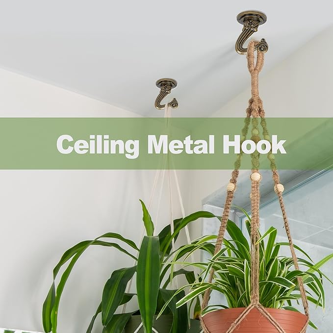 Ceiling Swag Hook Sets - Heavy Duty Hooks with Mounting Hardware for Hanging Plant, Ceiling or Extender Chains - Easy Install with Screws/Brackets Aidoclip