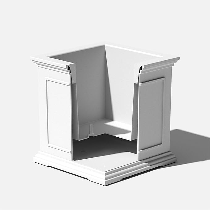 Veradek Brixton Series Cube Plastic Planter - Square Planter for Indoor or Outdoor Patio/Front Porch | Durable All-Weather Use w/Drainage Holes | Classic Estate Design for Flowers, Tall Plants, Trees VeradekOutdoor