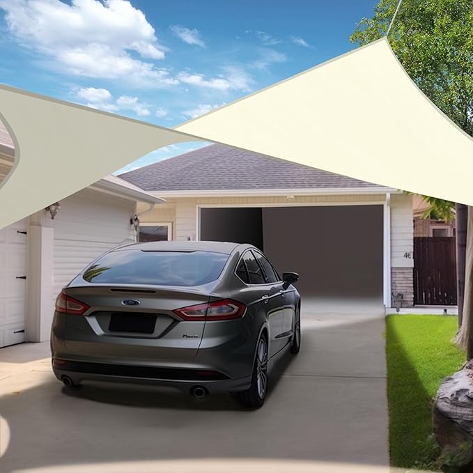 KANAGAWA Sun Shade Sail Curved 16'X20' Cream Rectangle Outdoor Shade Cover UV Blovk Canopy for Patio Garden Backyard Heavy Duty Permeable 185GSM (We Make Custom Size) KANAGAWA
