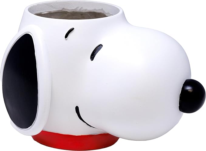 Spoontiques Snoopy Flower Pot - Decorative Indoor/Outdoor Resin Plant Pot - Hand Painted - White - Small Spoontiques
