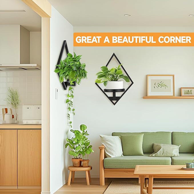 Wall Plant Holder, 3 Pack Metal Floating Shelves Indoor, Window Sill Plant Shelf for Bedroom Bathroom Living Room Home Office SBOSBO