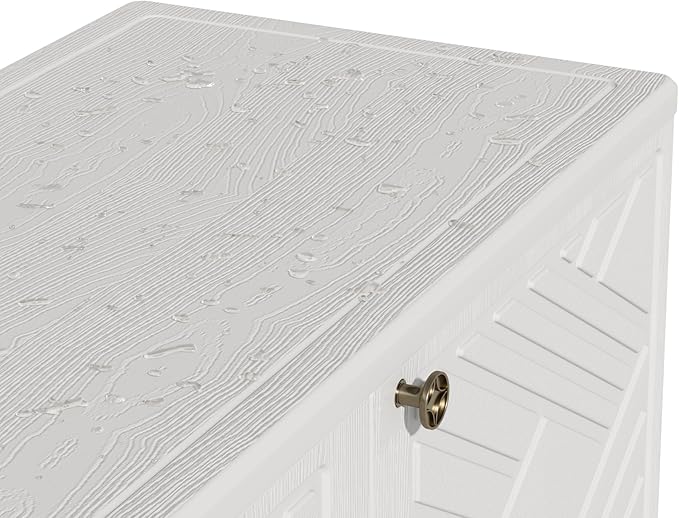 ADDOK Indoor Outdoor Plastic Storage Cabinet 34"x15"x34" with 1 Shelf, Outdoor Storage Shed for Living Room, Hallway, Balcony, Garage, Garden, Backyard-White ADDOK