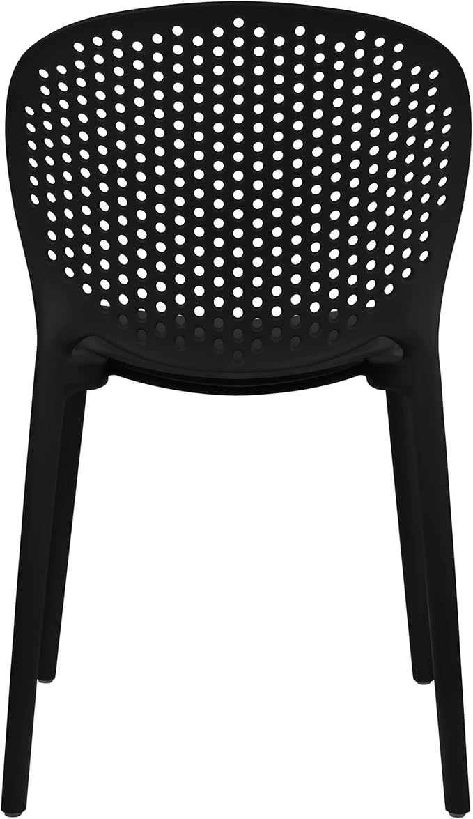 2xhome Set of 4 Patio Dining Chairs | Modern Stackable Outdoor Pool Side Chair | Weather Resistant Plastic for Yard, Porch, Balcony, Kitchen, Black 2xhome