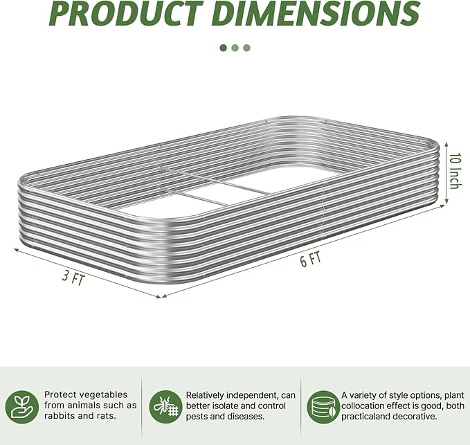 4 Pack 6x3FT Raised Beds for Gardening, Corrugated Galvanized Steel Raised Garden Bed, Outdoor Metal Above Ground Garden Bed for Vegetables and Flowers OZMSHF