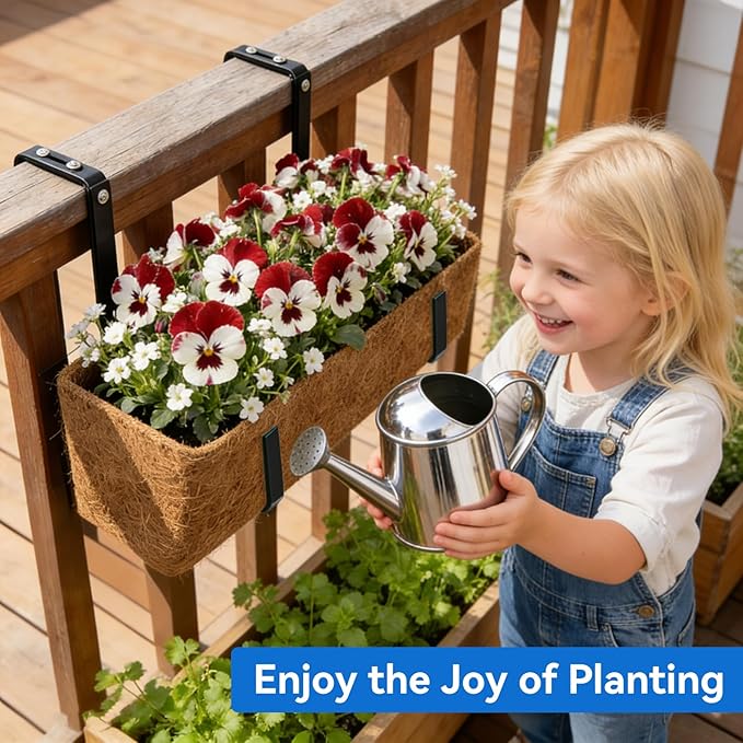 Halatool 2-Pack Adjustable Window Box Bracket, Heavy Duty Wall Mount Planter Holder for Outdoor Window Flower Boxes on Balcony, Porch, Fence and Patio HALATOOL