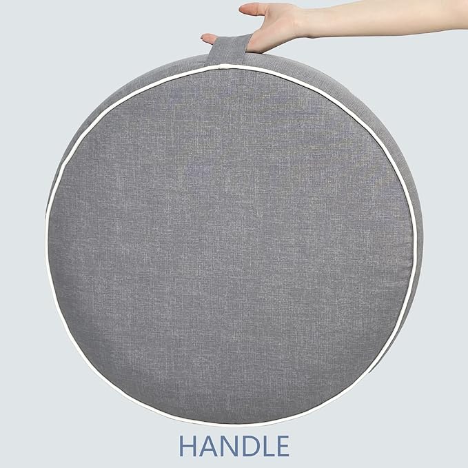 LVTXIII Outdoor/Indoor Inflatable Ottoman, 21"x21"x9" Patio Footrest Stool, Portable Round Pouf Ottoman for Patio Garden, Camping or Home Decoration, Grey Textured LVTXIII