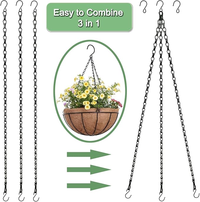 Adjustable Hanging Chain with Hooks, 20.8", Black 15pcs Heavy Duty for Hanging Grow Lights, Christmas Wreath, Neon Sign, Indoor Plants, Bird Feeders HEDGBOBO