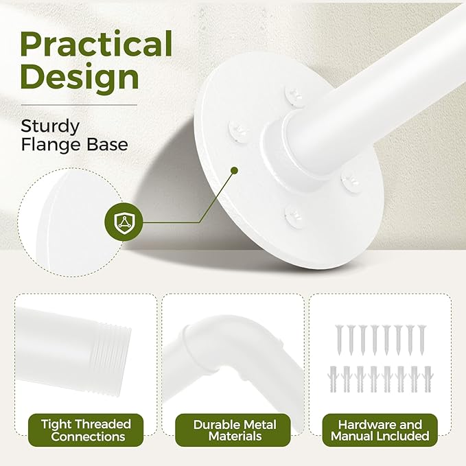 Bamworld Hanging Planters for Indoor Plants Plant Hanger Indoor Hanging Plant Holder Window Plant Shelves Metal Rod(Pot&Plant Not Included) 35.8in White Bamworld