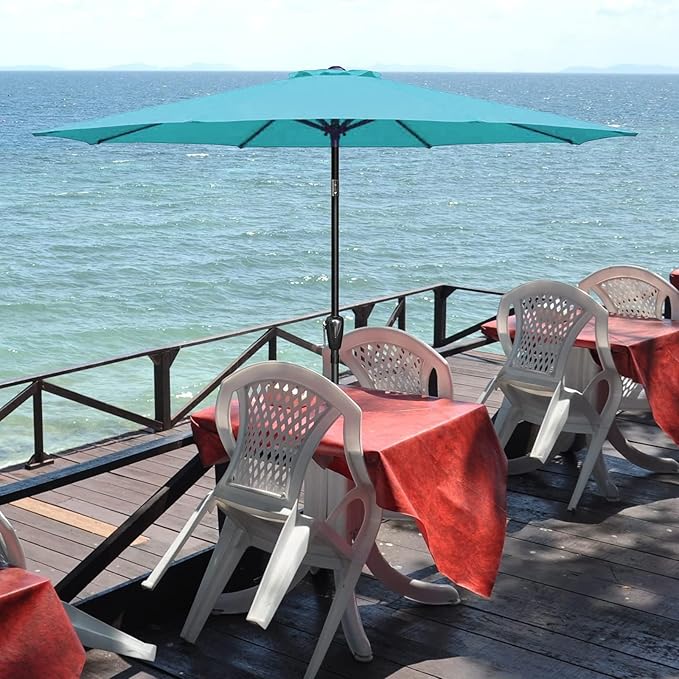 Simple Deluxe 9' Patio Umbrella Outdoor Table Market Yard Umbrella with Push Button Tilt/Crank SimpleDeluxe