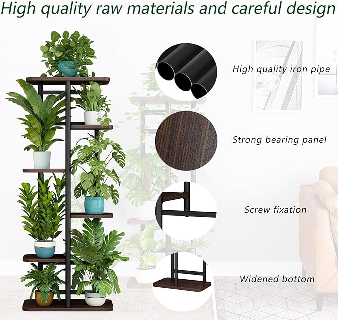 LINZINAR Plant Stand 6 Tier 7 Potted Indoor Plant Shelf Multiple Stands for Garden Corner Balcony Living Room LINZINAR
