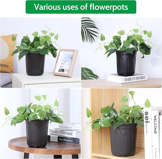 JERIA 100-Pack 1 Gallon Flexible Plant Nursery Pots with 100Pcs Plant Labels,Thickened Soft Plastic Seedling Pots,Seed Starting Pot Flower Plant Container for Succulents,Seedlings JERIA