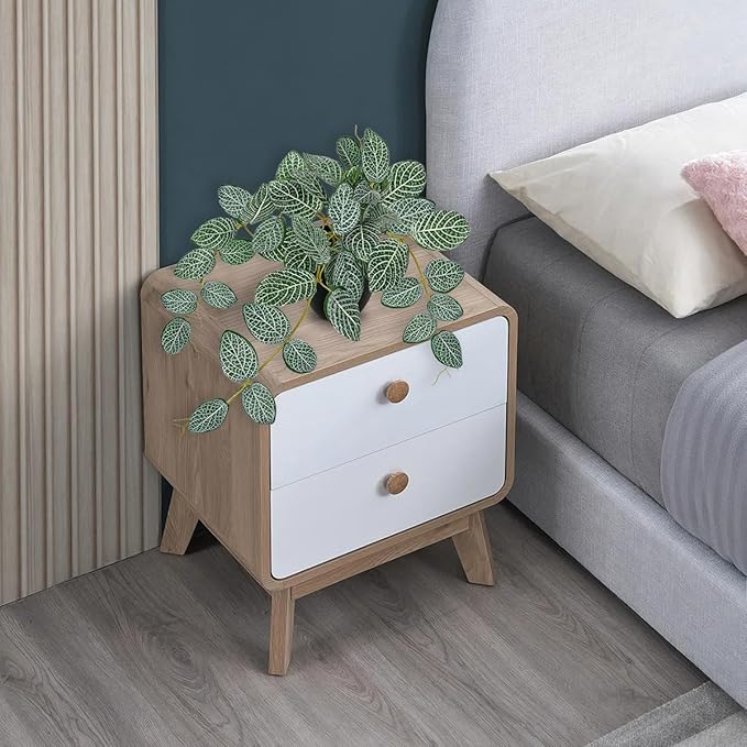 17.7" Artificial Plants Indoor Home Decor, Fake Potted Silk Plants for Shelves, Desks, Living Room, Home & Office Decor, Small Artificial Ivy Vine Nerve Plant in Pot, Faux Greenery Tropical Plant VillaComo
