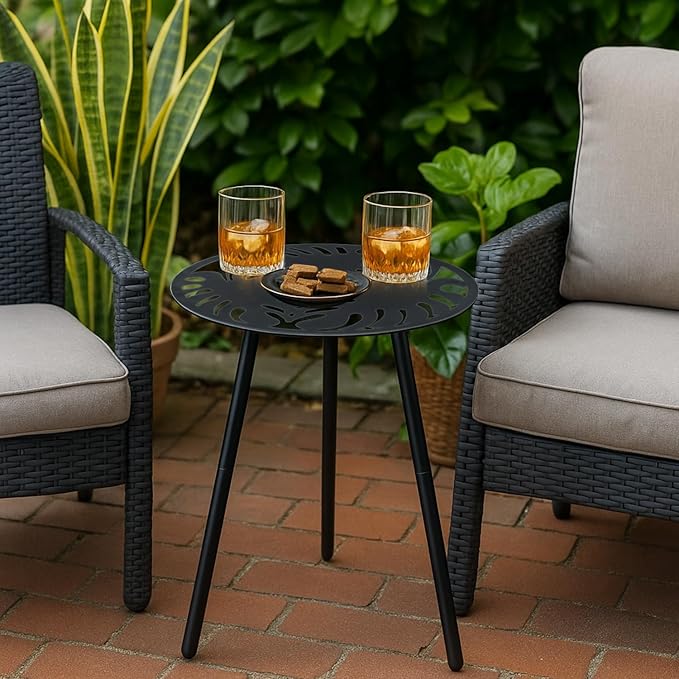 1 Pack Extra-Large Metal Outdoor Side Tables 18 Inches Outside End Table for Patio Round Accent Garden Corner Table for Small Spaces, Balcony, Porch Plant Stand Indoor PartyZealot