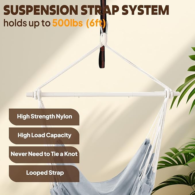 Chihee Hammock Swing Chair - Strong Metal, Collapsible, Portable, Max 500 lbs, Comfortable Seat for Patio & Lawn, Indoor/Outdoor Chihee