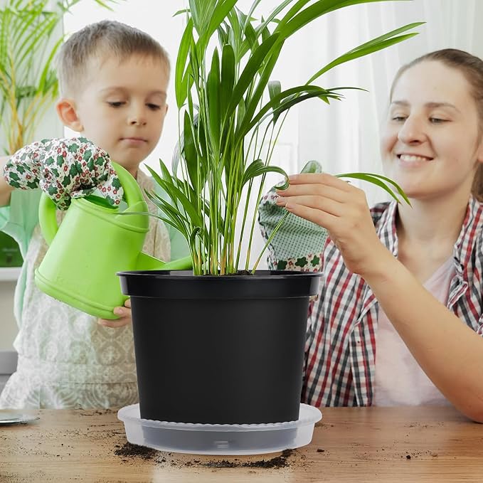 GREANER Plant Nursery Pots, 10 Inch Round Sturdy Garden Pots for Outdoor Indoor Plants, Plastic Black Seed Starting Container for Succulents, Seedlings(10PCS) GREANER
