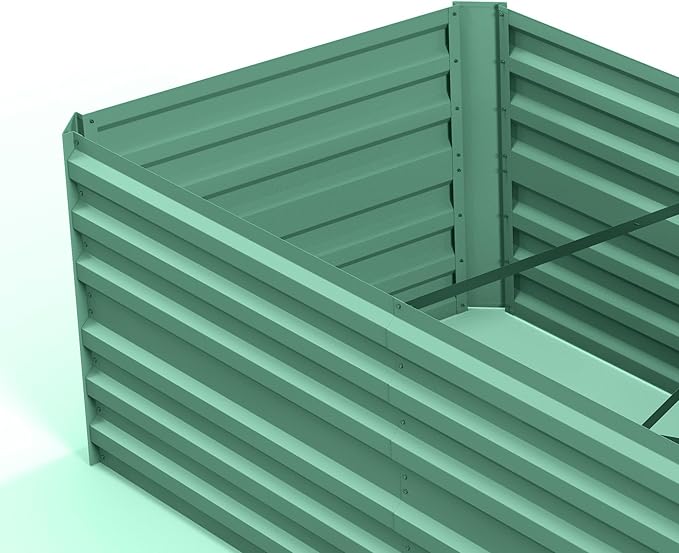 Outsunny Galvanized Raised Garden Bed Kit with Reinforcing Bars, Large and Tall Metal Planter Box for Vegetables, Flowers and Herbs, 6' x 3' x 2', Light Green Outsunny