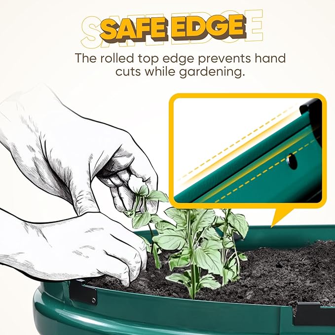 KING BIRD Raised Garden Bed Kit 2025 Upgraded Quick-Setup Galvanized Planter Garden Box Outdoor for Gardening, Vegetables, Flowers, 74x36x12 in, Green KINGBIRD