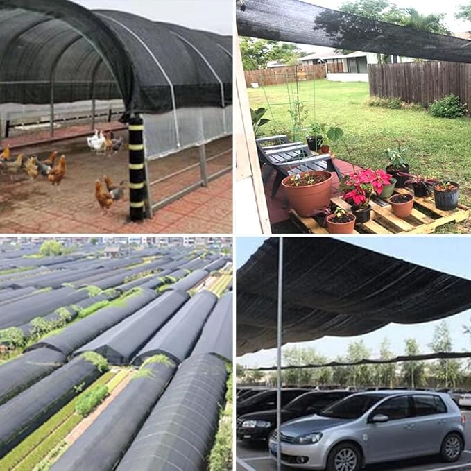 QLOFEI Shade Cloth for Garden, 90% Sunblock Neting Cover with Grommets, Sun Shade Cloth for Patio Pergola Greenhouse Plants Cover Mesh Tarp, 10x24 FT QLOFEI