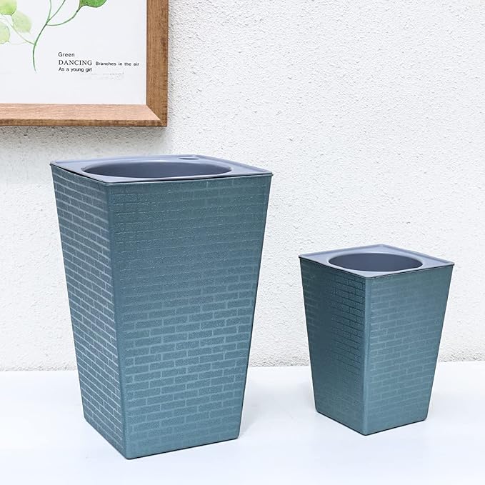 2 Pack Self Watering Planters 10.7" x 6.9" Planter for Indoor Plants Self Watering Violet Pots Plastic Flower Pots Square Planter with a Bag of Clay Pebbles, Blue Planterhoma