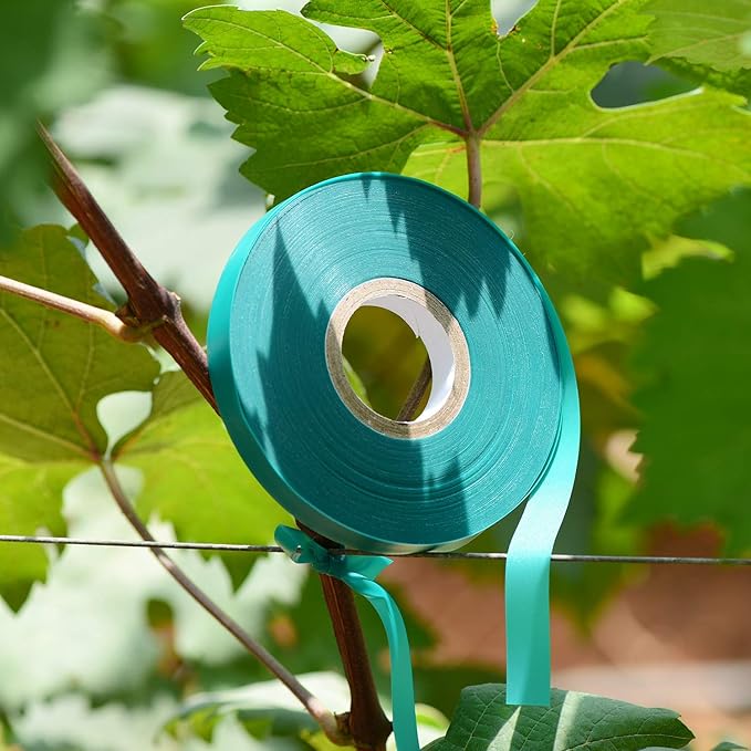 10 Pcs 150 Feet x 1/2" Wide Stretch Tie Tape Green Plant Garden Tie, Garden Vinyl Stake for Branches, Climbing Planters, Flowers TELENT+OUTDOORS