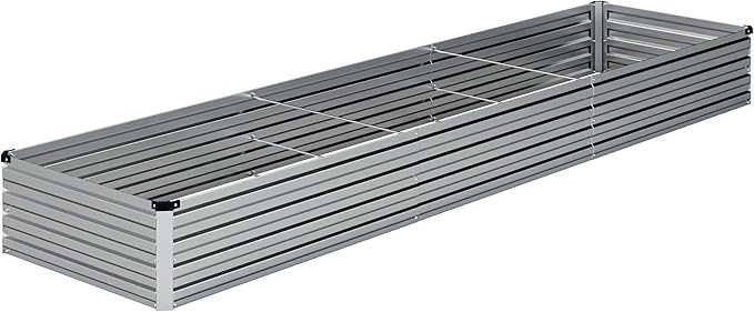12x2x1FT Galvanized Raised Garden Bed Kit,Vegetable Boxes-Rectangle Metal Flower Box,Large Planter Raised Beds Outdoor Garden for Planting,Fruit,Herb-Silver DIIYIV