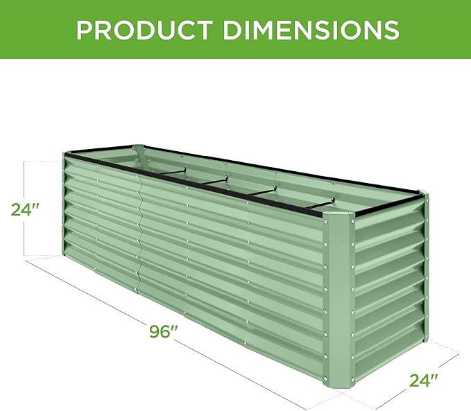Best Choice Products 8x2x2ft Outdoor Metal Raised Garden Bed, Rectangular Deep Root Planter Box for Vegetables, Flowers, Herbs, and Succulents w/ 239 Gallon Capacity - Sage Green BestChoiceProducts