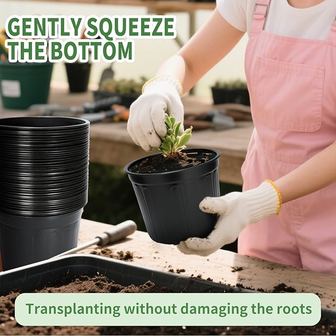 40 Pack 3 Gallon Nursery Plant Pots,10 Inch Plastic Garden Flower Seedling Planter Pot with Drainage Holes for Outdoor Indoor Plants,Gardening Gifts Rootora