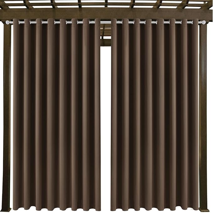 Waterproof Outdoor Curtain W105 x L108 - Grommet Top Sunlight Blocking Window Treatment Drapes Blackout Curtains for Home Bedroom Living Room Outdoor Patio Porch Pergola Cabana Gazebo (2 Panels) DivaenCamino