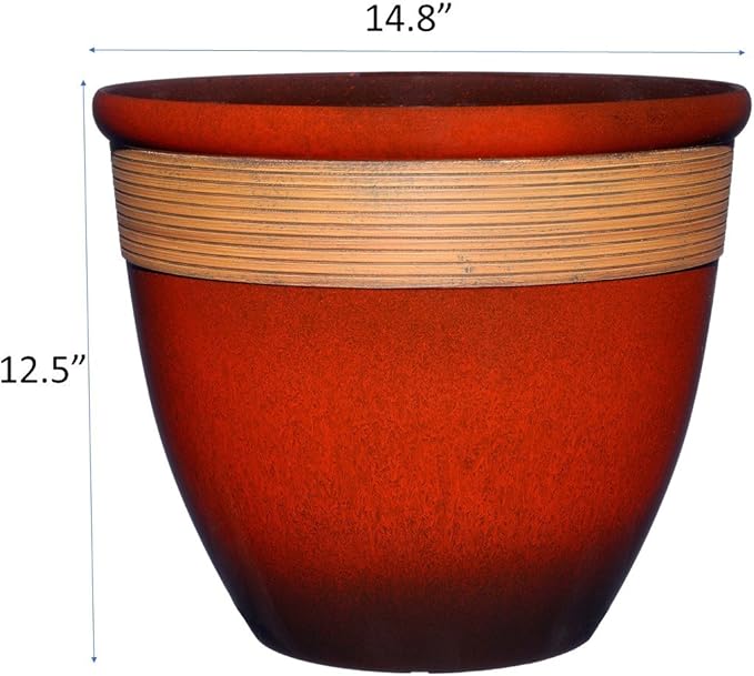 Classic Home and Garden Premiere Collection Planter, Abigail 15", Lava Red ClassicHomeandGarden
