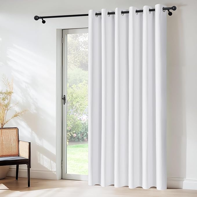 NICETOWN 100% Blackout Curtains Thermal Insulated Room Darkening Drapes Window Long Grommet Light Blocking Blackout Curtain for Living Room Bedroom, 1 Panel, 80 x 90 inch Length, Pure White NICETOWN