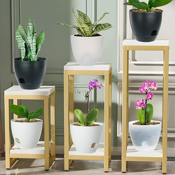 Self Watering Pots Set, 5 Pack 6 Inch Self Watering Pots for Indoor Outdoor Plants, Plastic Planter with Drainage Holes and Deep Reservoir for African Violet, Spider, Orchid IWNTWY
