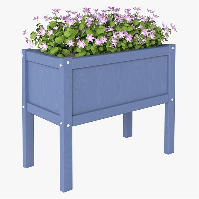 Raised Garden Bed with Drainage Hole Waterproof HDPE Elevated Planter Box with Legs Stable and Durable to Plant Herb Vegetable Flower,Patio,Balcony Outdoors/Indoors Navy KETOYARK