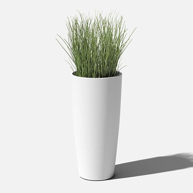 Veradek Mason Series Vega Planter - Round Tall Planter for Indoor or Outdoor Porch/Patio | Made from Plastic-Stone Composite with Drainage Holes | Modern Décor for, Flowers, Interior Plants VeradekOutdoor