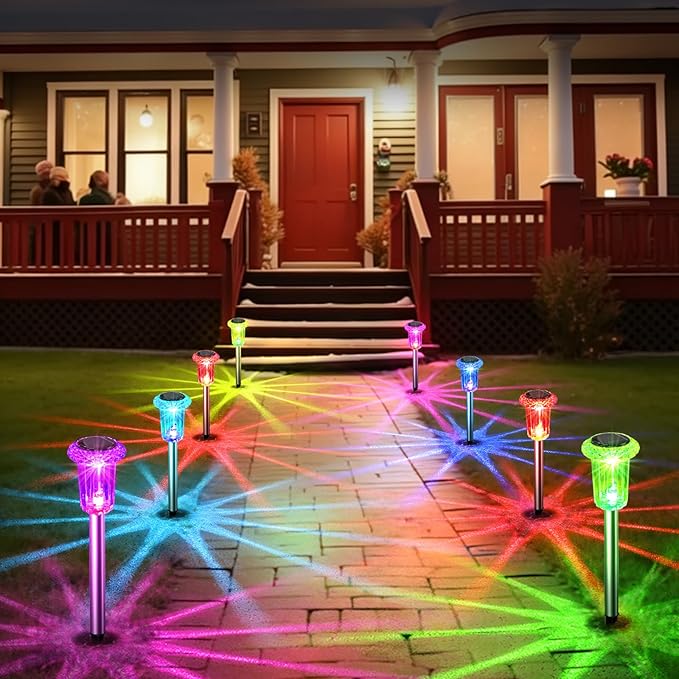 Solar Outdoor Lights, 15 Pack Solar Pathway Lights Outdoor Waterproof, Stake Lighting for Garden Yard Path Walkway Driveway Patio Lawn Decor,Color Changing EYROSA