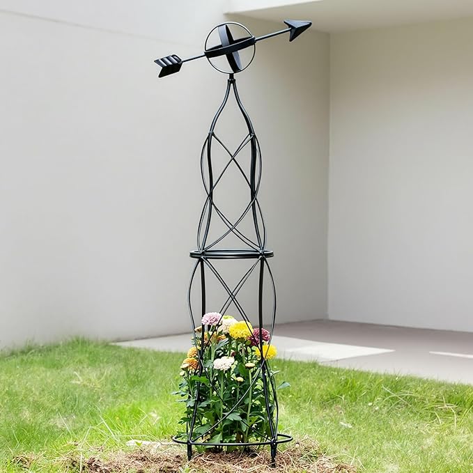 41-Inch Metal Obelisk Trellis β Elegant Garden Support for Climbing Plants, Perfect for Outdoor Rose Bushes and Tall Vines, Durable Metal Design with Arrow Top for Indoor and Outdoor Use Goooxim