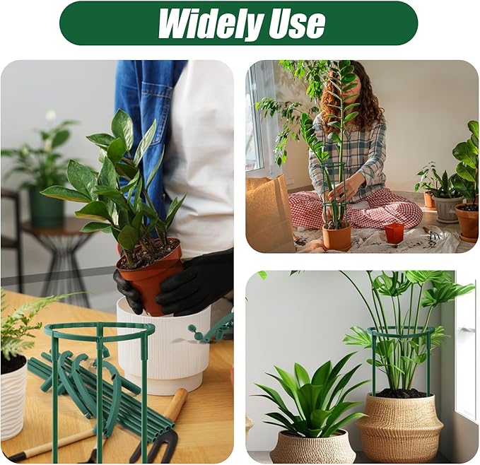 Uzoli 12 Pack Plant Support Stakes Sets - Versatile Plant Cages, Stackable 3 Tier Garden Flower Support,Plant Stakes for Indoor Outdoor Plants Tomato, Peony, Monstera, Hydrangea, Climbing Plants Uzoli
