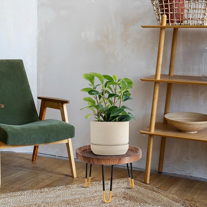 Plant Stand Indoor Outdoor, Mid Century Style Walnut Wood Color Plant Stand,Waterproof Design Modern Plant Table,Easily Assemble Come With Tools,Nice For Room Decor (M) Welcometoobtain