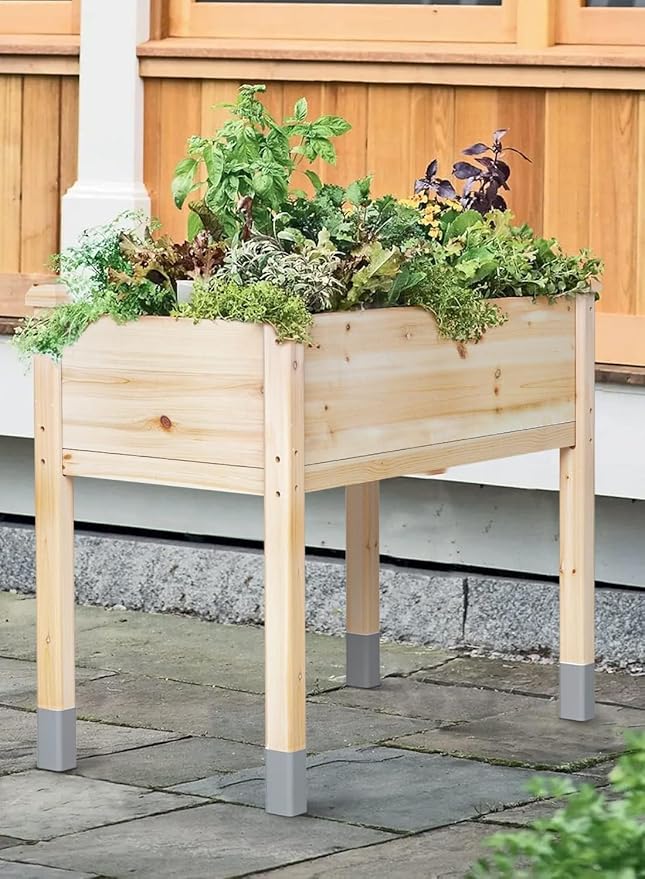 MIXC 331 lb Capacity Wooden Raised Garden Bed with Legs, 48"L x 24"W Elevated Reinforced Large Planter Box for Vegetable Flower Herb Outdoors - Beam and Column Structure - Unmatched Strength Outlast MIXC
