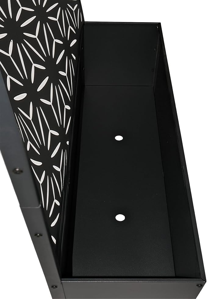 Oakland Living 6 ft. X 4 ft. Black Freestanding Metal Privacy Screen Room Divider with Flower Box Oakland+Living
