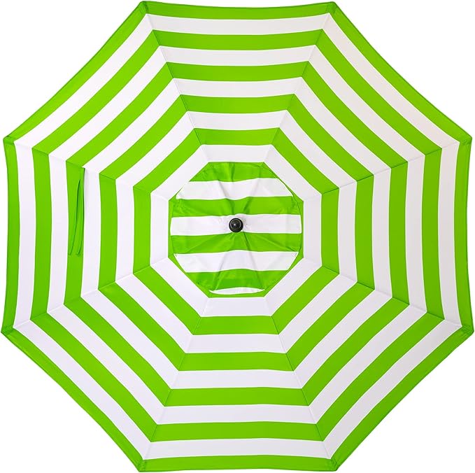 Sunnyglade 9' Patio Umbrella Outdoor Table Umbrella with 8 Sturdy Ribs (Grass Green and White) Sunnyglade