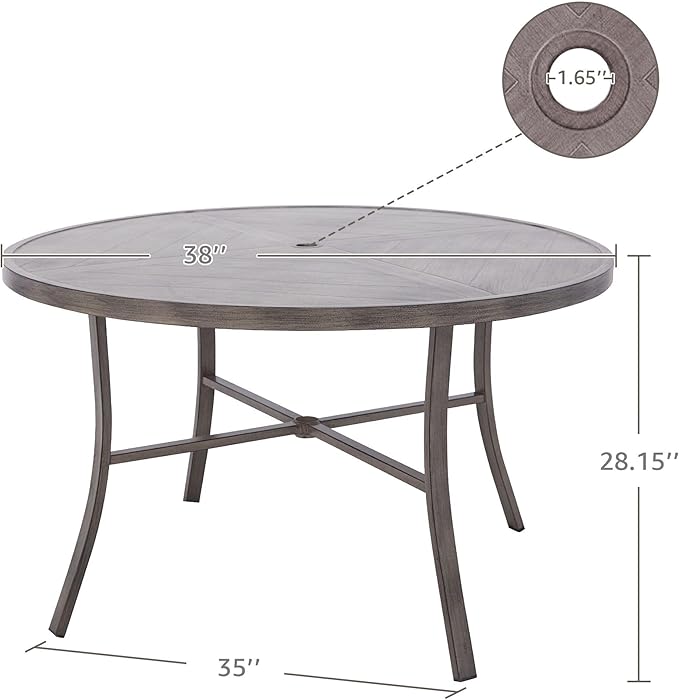 NATURAL EXPRESSIONS 5-Piece Outdoor Patio Dining Set, 4pcs Patio Swivel Rocking Chairs and 38’’ Round Dining Table with 1.65’’ Umbrella Hole NaturalExpressions