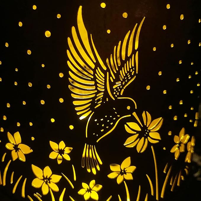 4 Pack Hummingbird Birthday Gifts for Women Mom Grandma Solar Lanterns Outdoor Waterproof Garden Decor Hanging LED Decorative Light for Patio Yard Lawn Gardening Gifts DIBIEECN